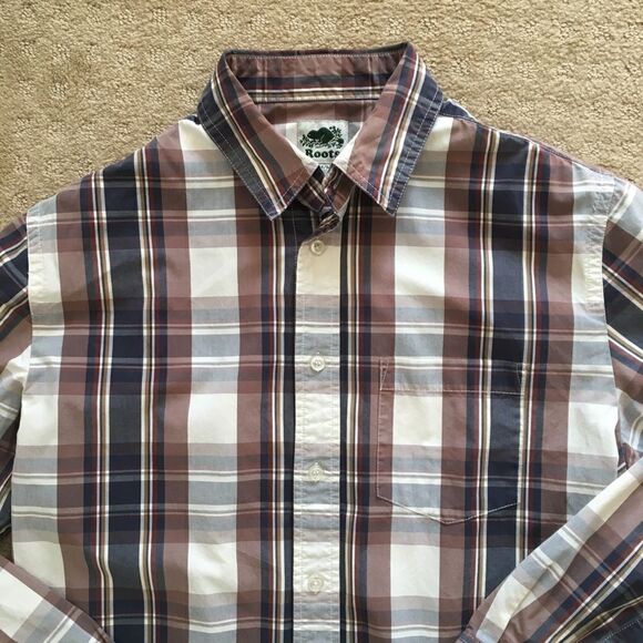 Roots Brown White Plaid Button Down Long Sleeve Shirt - Picture 5 of 5